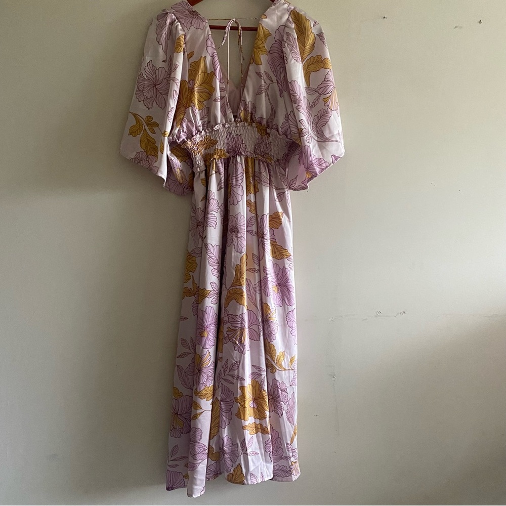 Anthropologie En Saison Floral Smocked Waist V-Neck Maxi Dress - Picture 5 of 10